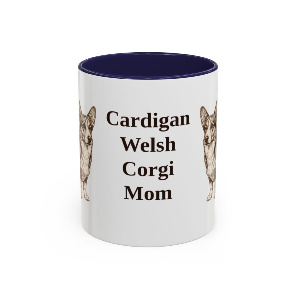 11oz Cardigan Welsh Corgi Dog Mom Mug, Navy, front view