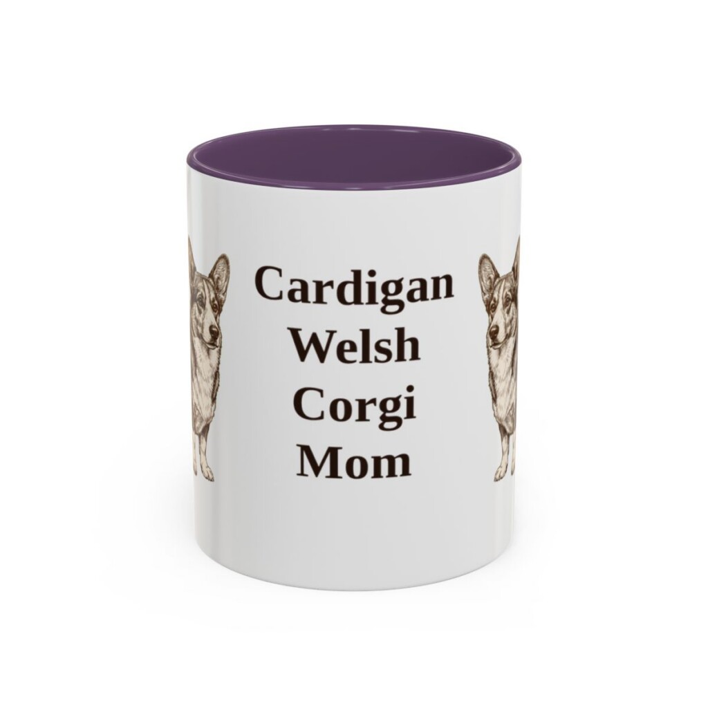 11oz Cardigan Welsh Corgi Dog Mom Mug, Purple, front view