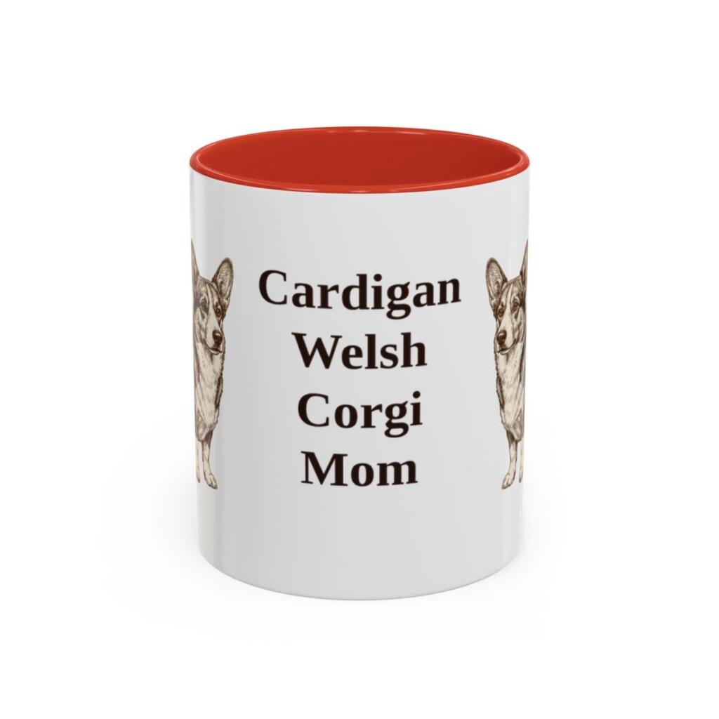11oz Cardigan Welsh Corgi Dog Mom Mug, Red, front view
