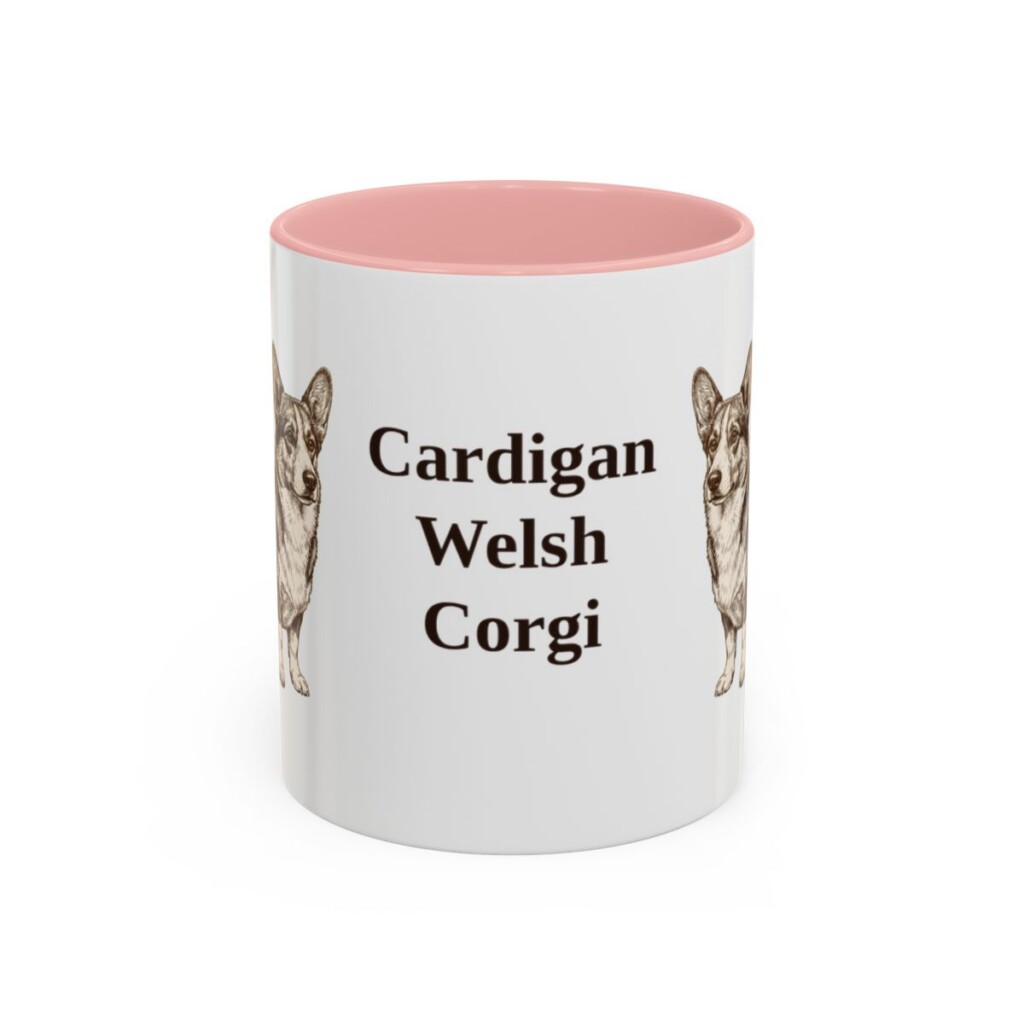 11oz-cardigan-welsh-corgi-mug-pink 11oz Cardigan Welsh Corgi Mug, Pink, front view