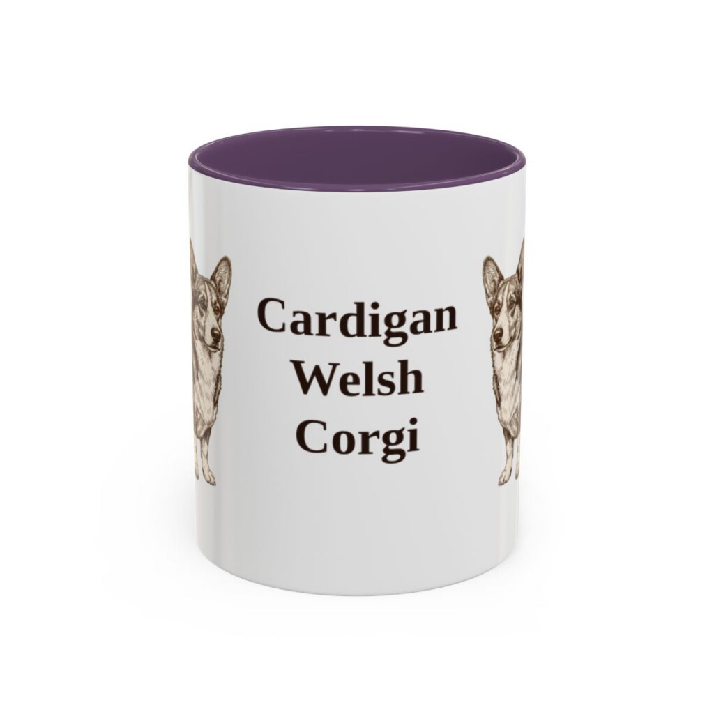 11oz-cardigan-welsh-corgi-mug-purple 11oz Cardigan Welsh Corgi Mug, Purple, front view