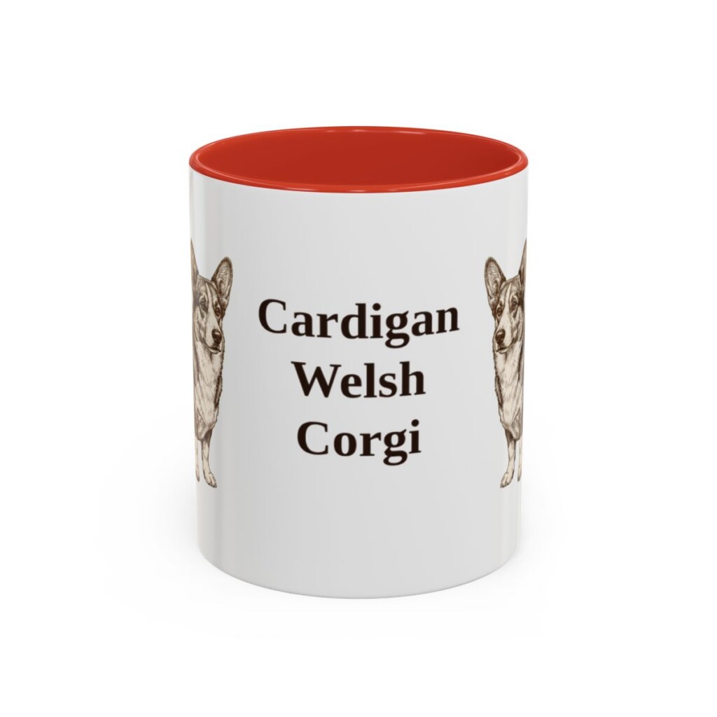 11oz-cardigan-welsh-corgi-mug-red 11oz Cardigan Welsh Corgi Mug, Red, front view
