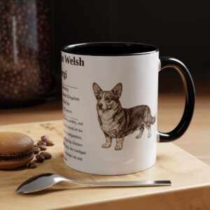 11oz Cardigan Welsh Corgi Mug, Black, lifestyle photo