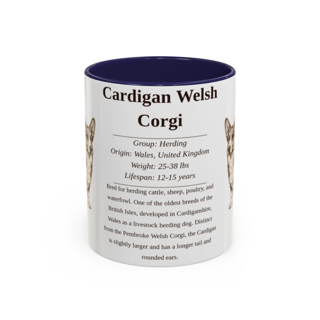 11oz Cardigan Welsh Corgi Mug, Navy, front view