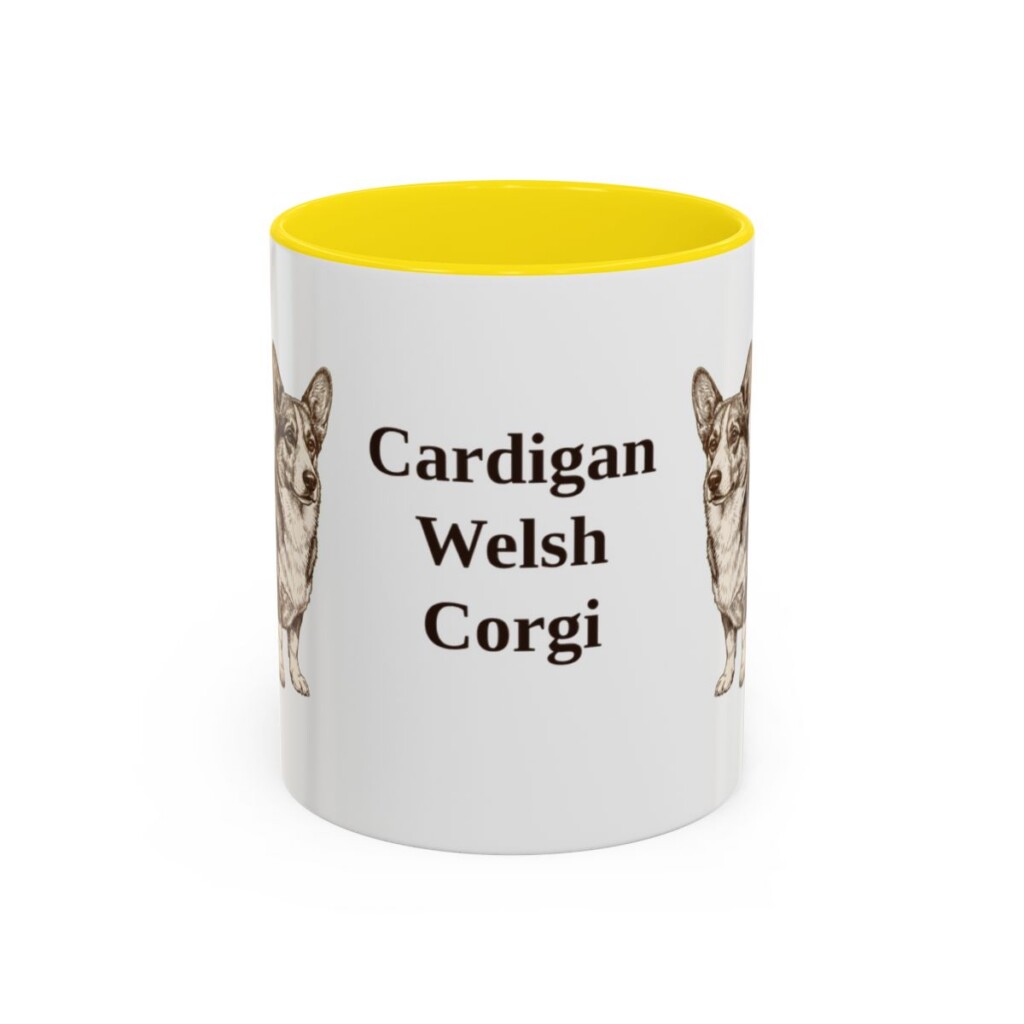 11oz-cardigan-welsh-corgi-mug-yellow 11oz Cardigan Welsh Corgi Mug, Yellow, front view