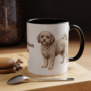 11oz Cavachon Dog Dad Mug, Black, lifestyle photo