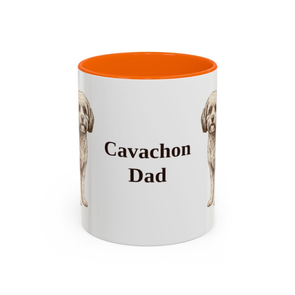 11oz Cavachon Dog Dad Mug, Orange, front view