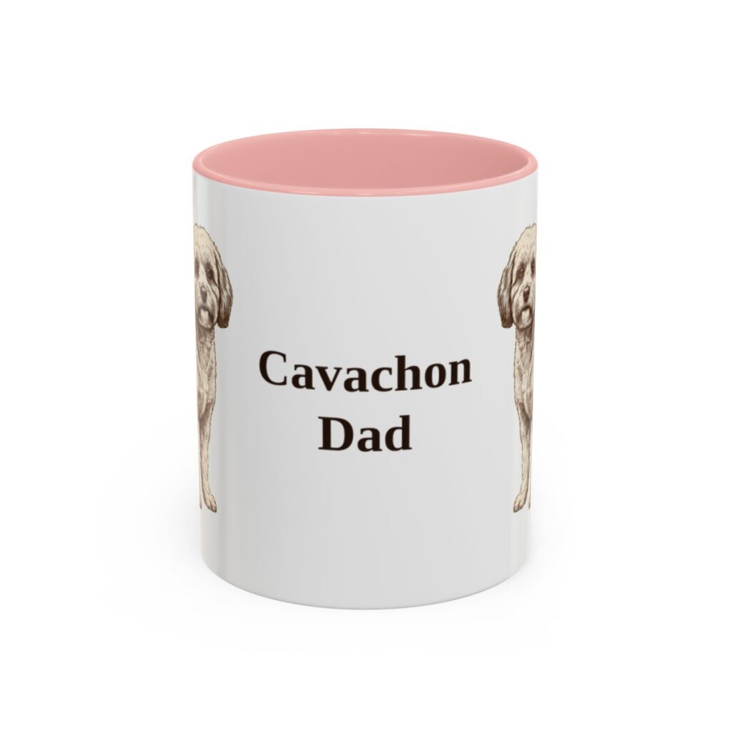 11oz Cavachon Dog Dad Mug, Pink, front view