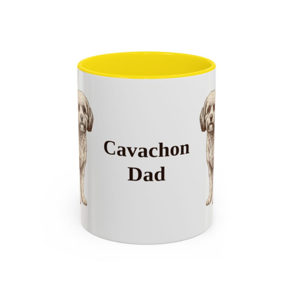 11oz Cavachon Dog Dad Mug, Yellow, front view