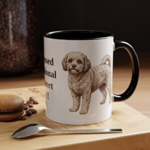 11oz Funny Cavachon Mug, Black, lifestyle photo