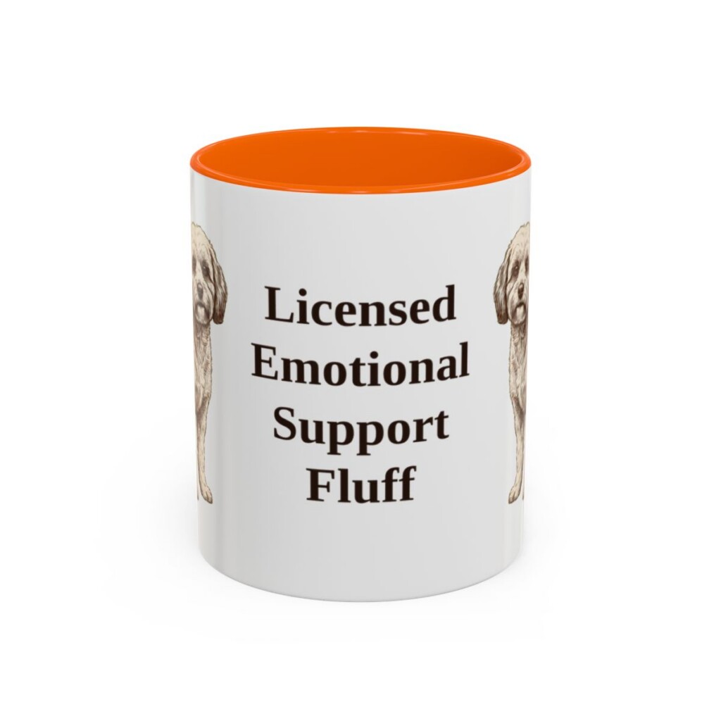 11oz Funny Cavachon Mug, Orange, front view