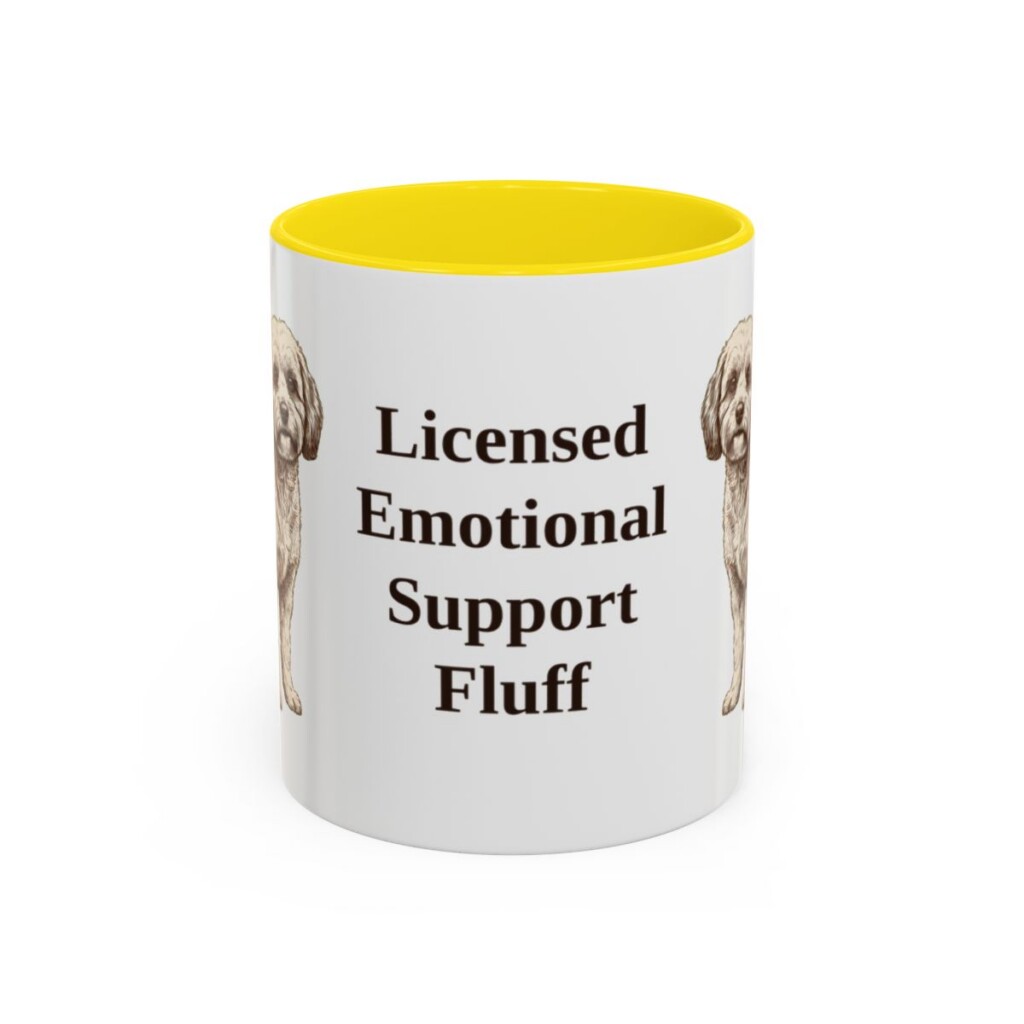 11oz Funny Cavachon Mug, Yellow, front view