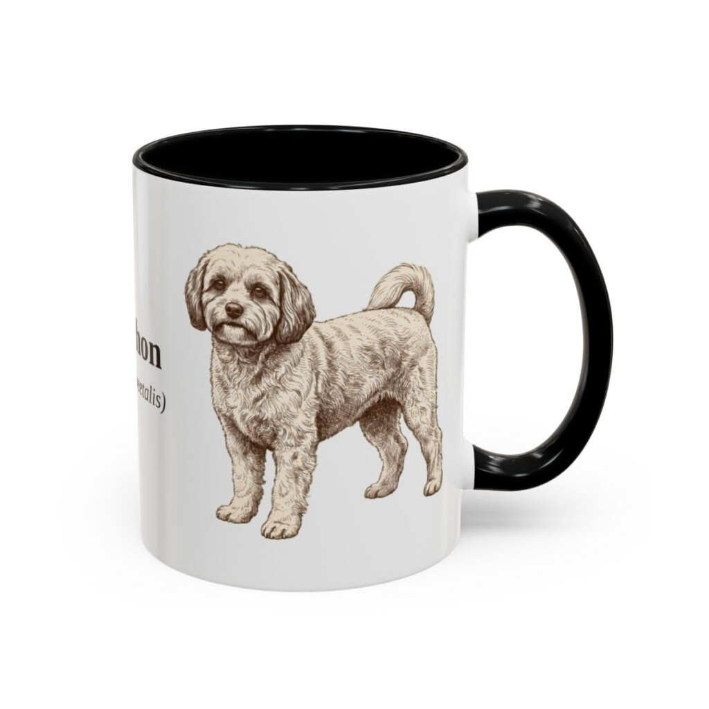 11oz Cavachon Latin Mug, Black, right side view