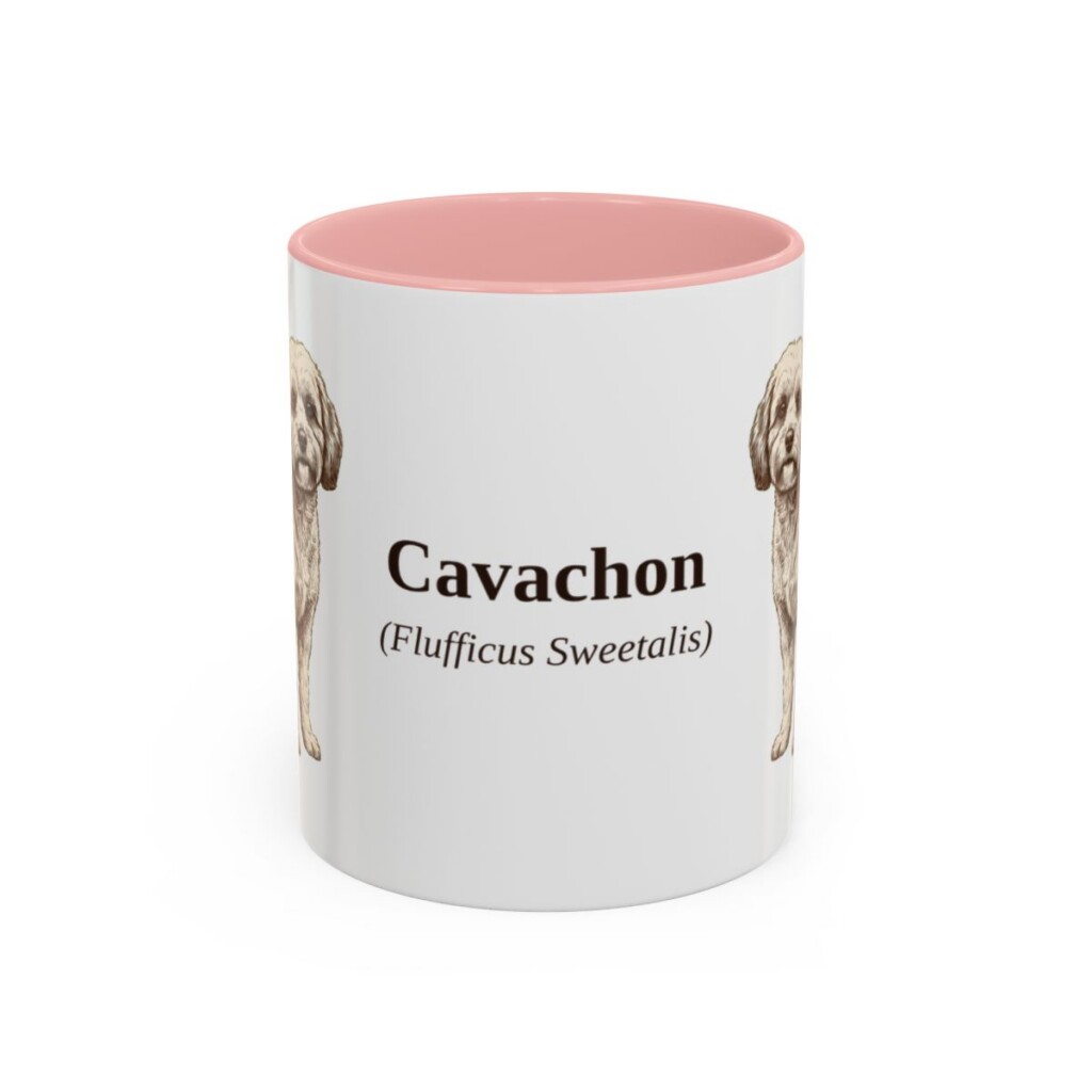 11oz Cavachon Latin Mug, Pink, front view