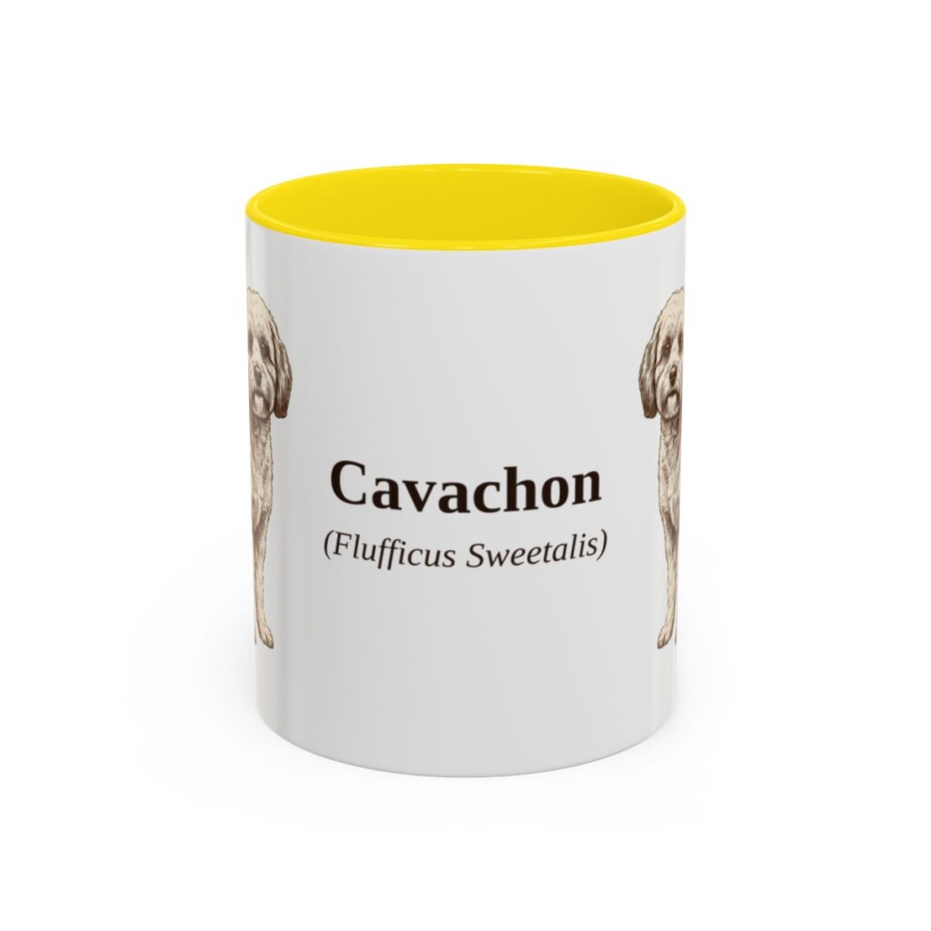 11oz Cavachon Latin Mug, Yellow, front view