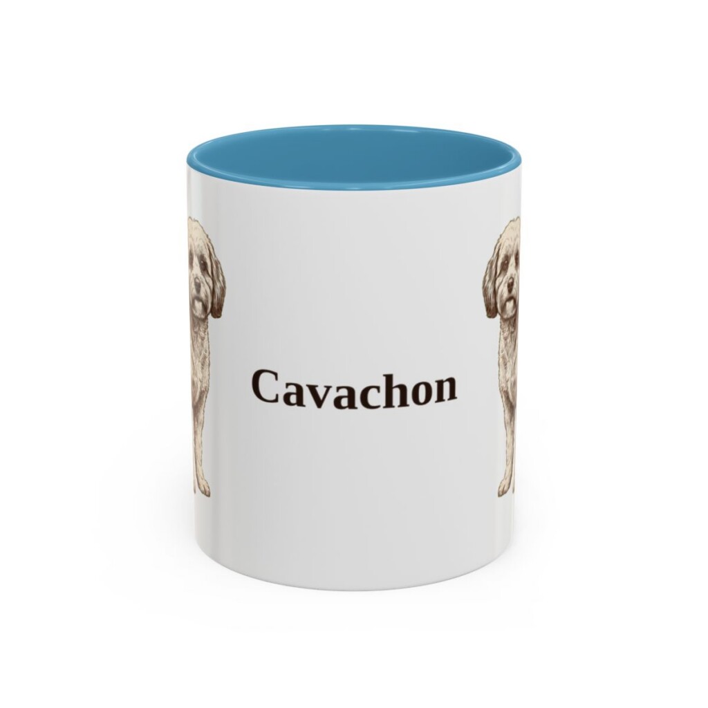 11oz Cavachon Mug, Light Blue, front view