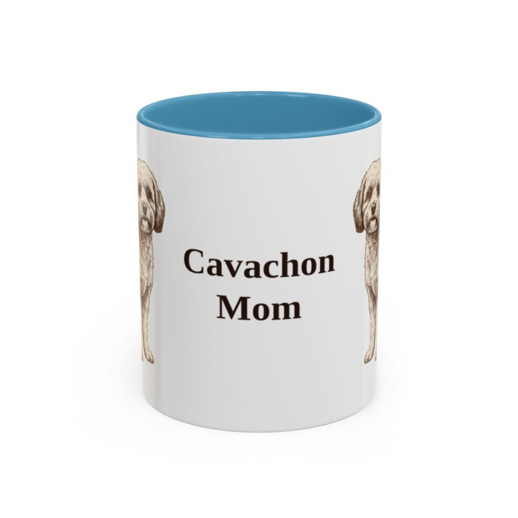 11oz Cavachon Dog Mom Mug, Light Blue, front view