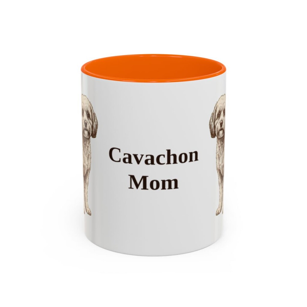 11oz Cavachon Dog Mom Mug, Orange, front view