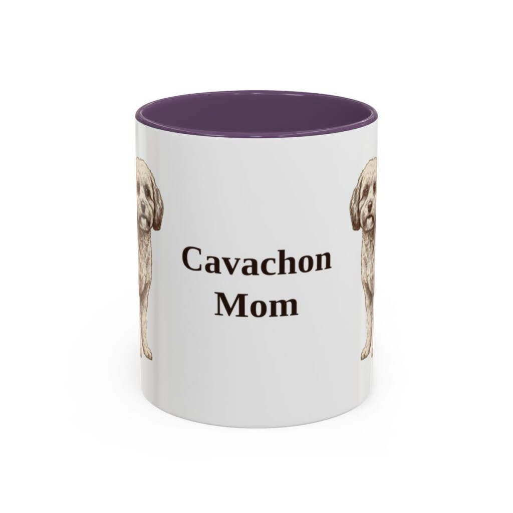 11oz Cavachon Dog Mom Mug, Purple, front view