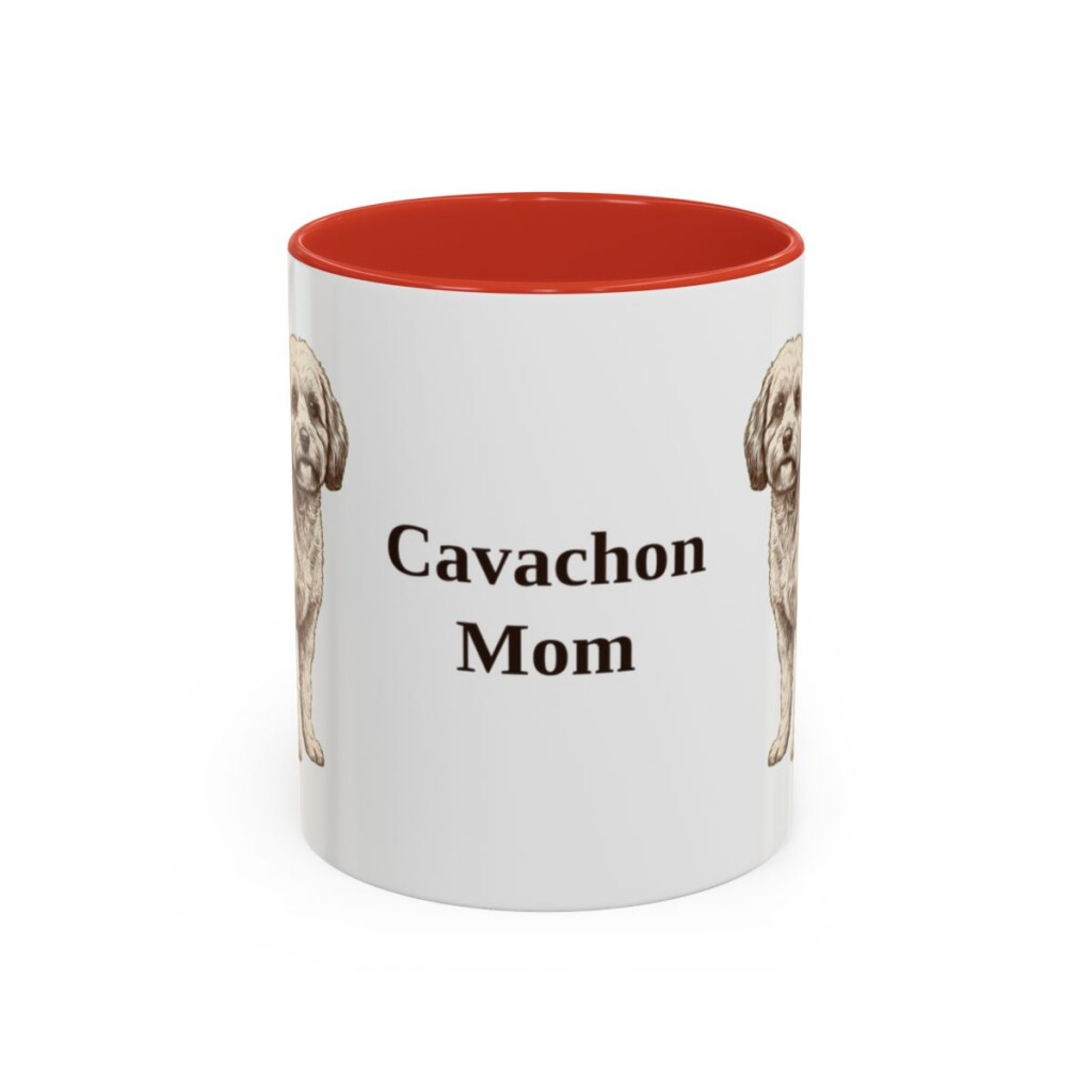 11oz Cavachon Dog Mom Mug, Red, front view