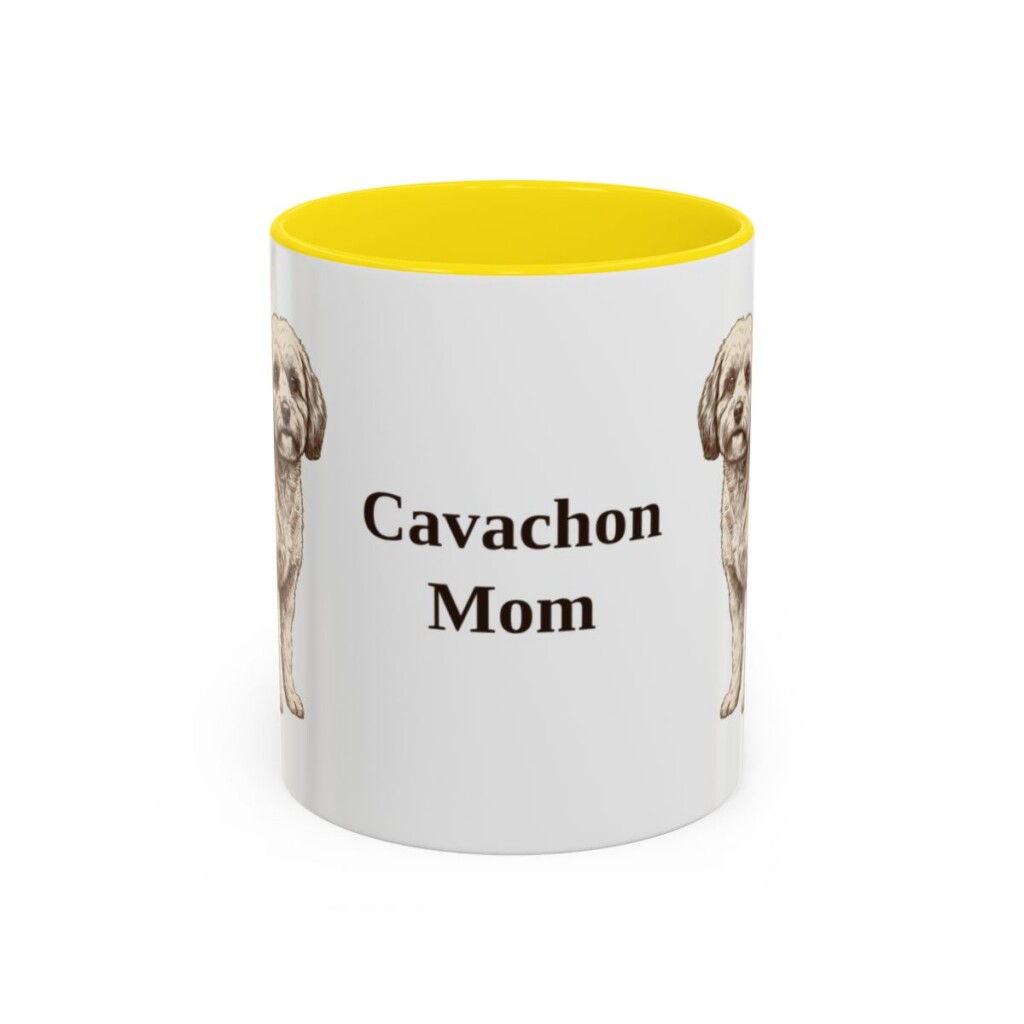 11oz Cavachon Dog Mom Mug, Yellow, front view