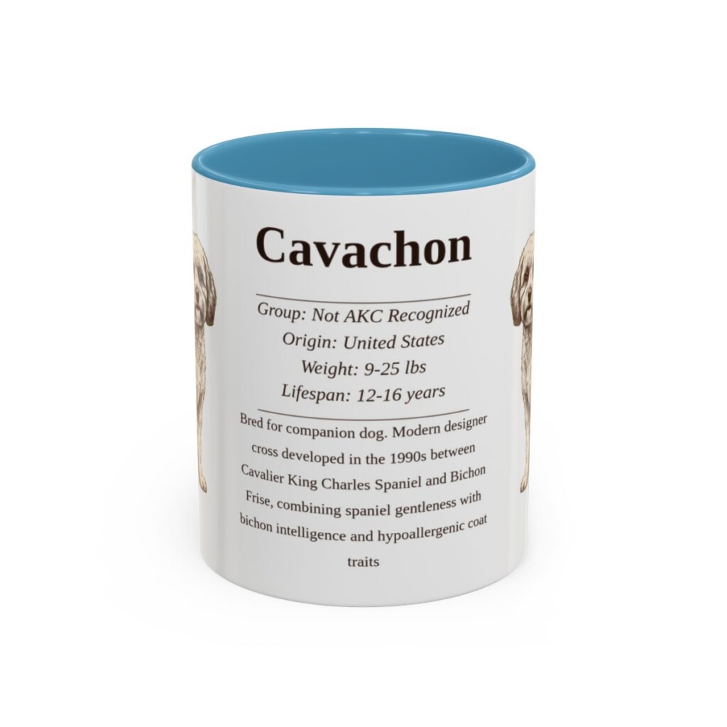 11oz Cavachon Mug, Light Blue, front view