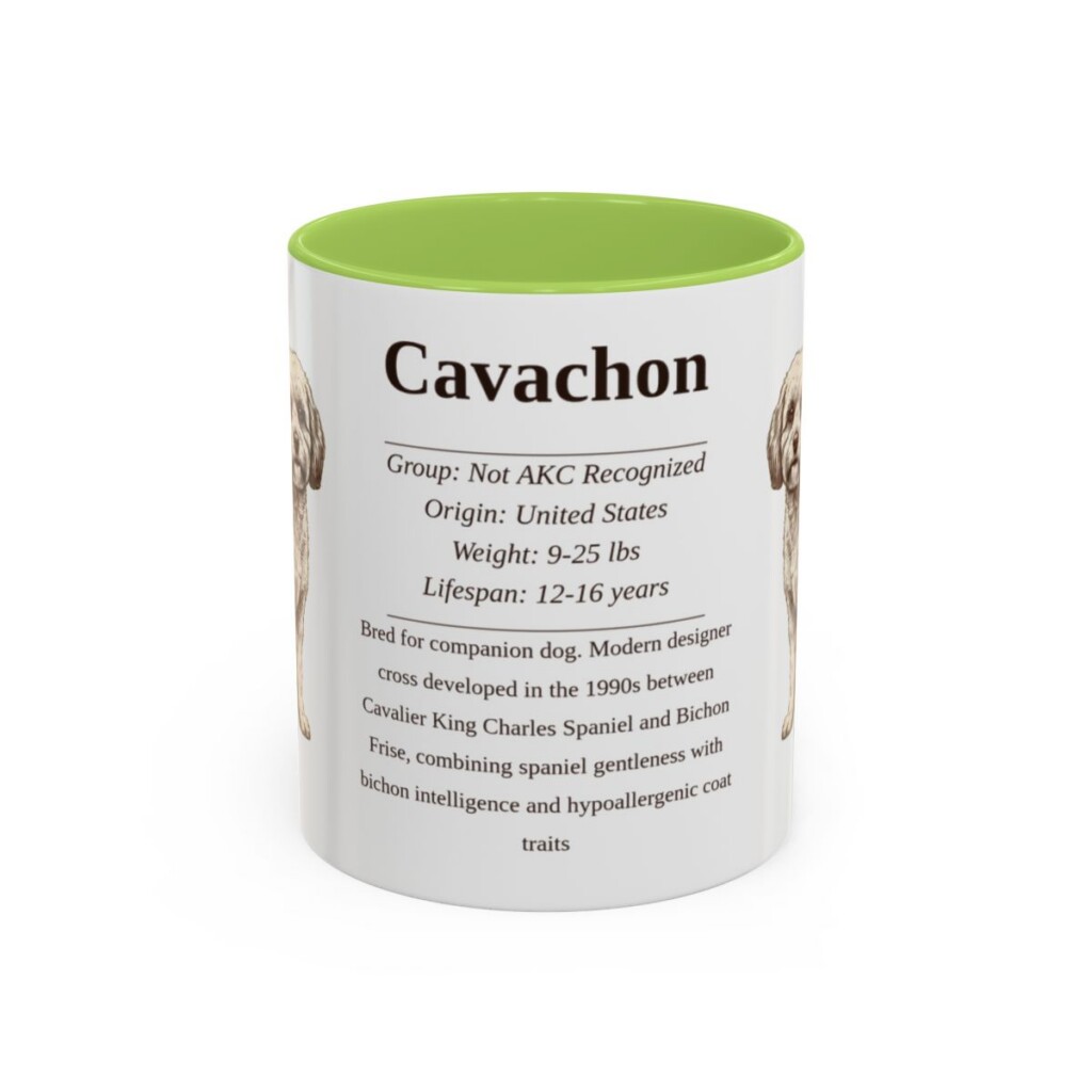 11oz Cavachon Mug, Light Green, front view