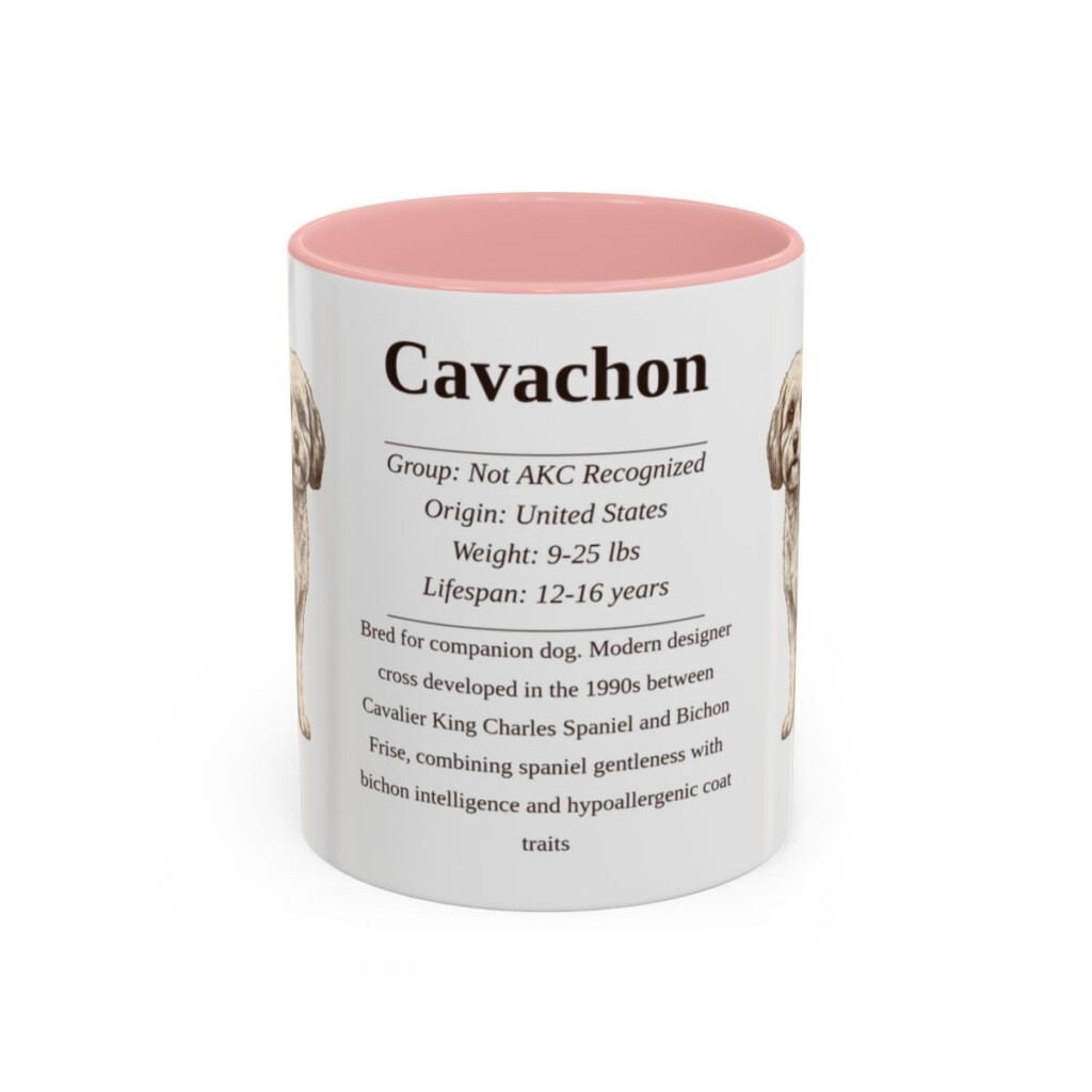 11oz Cavachon Mug, Pink, front view