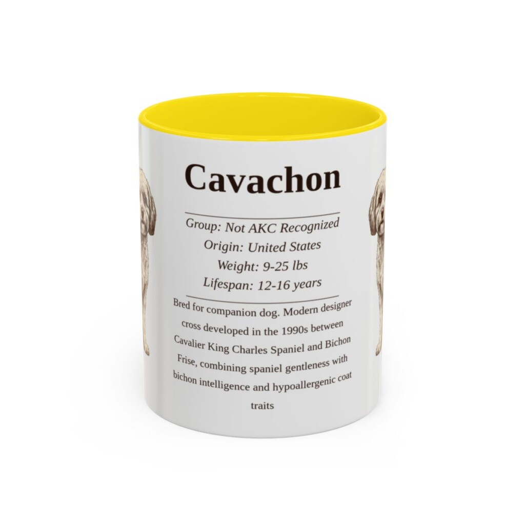 11oz Cavachon Mug, Yellow, front view
