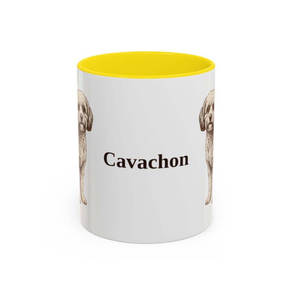 11oz Cavachon Mug, Yellow, front view