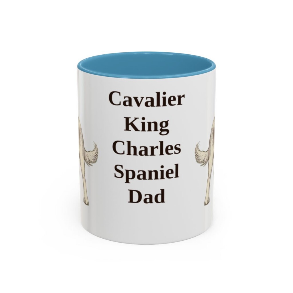 11oz Cavalier King Charles Spaniel Dog Dad Mug, Light Blue, front view