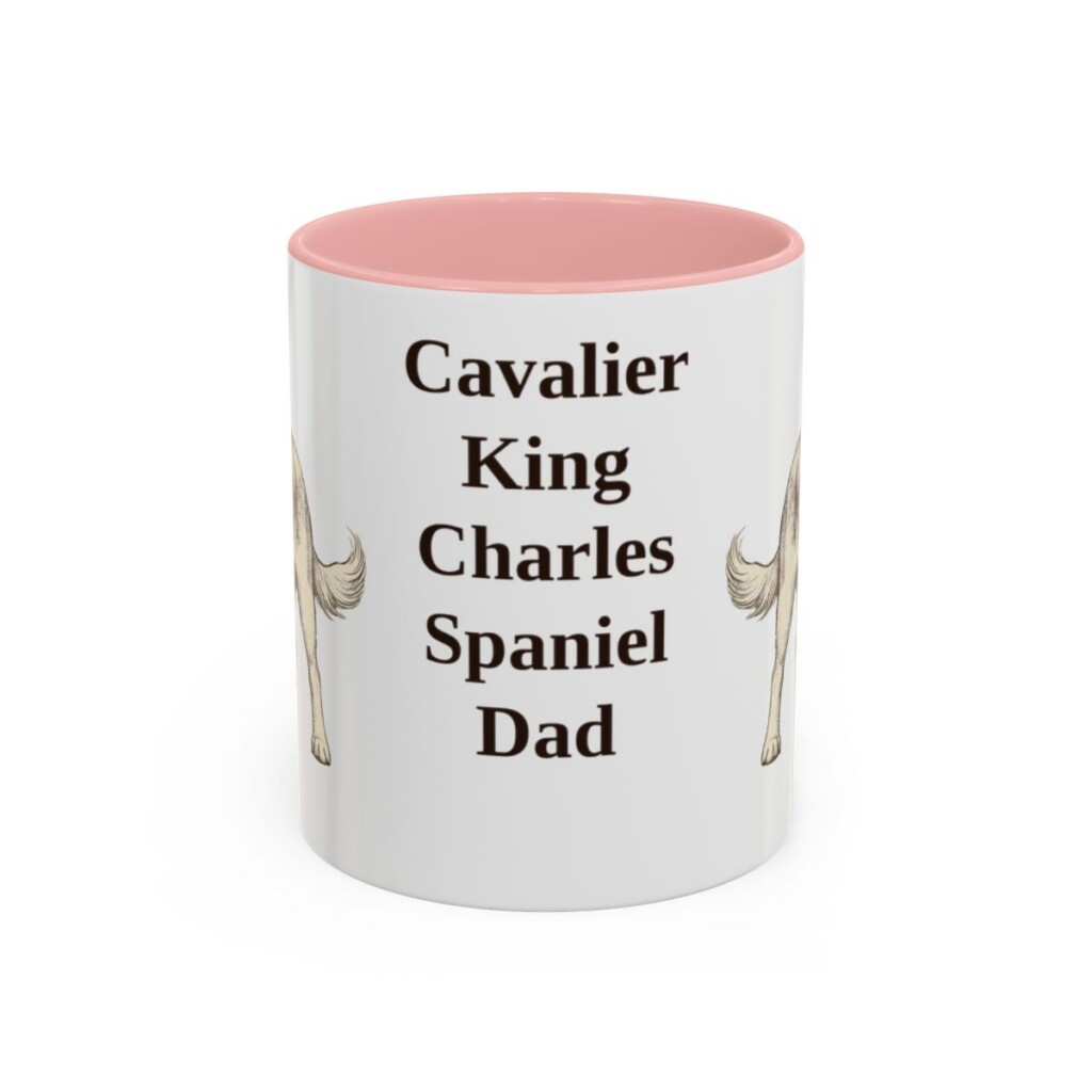 11oz Cavalier King Charles Spaniel Dog Dad Mug, Pink, front view