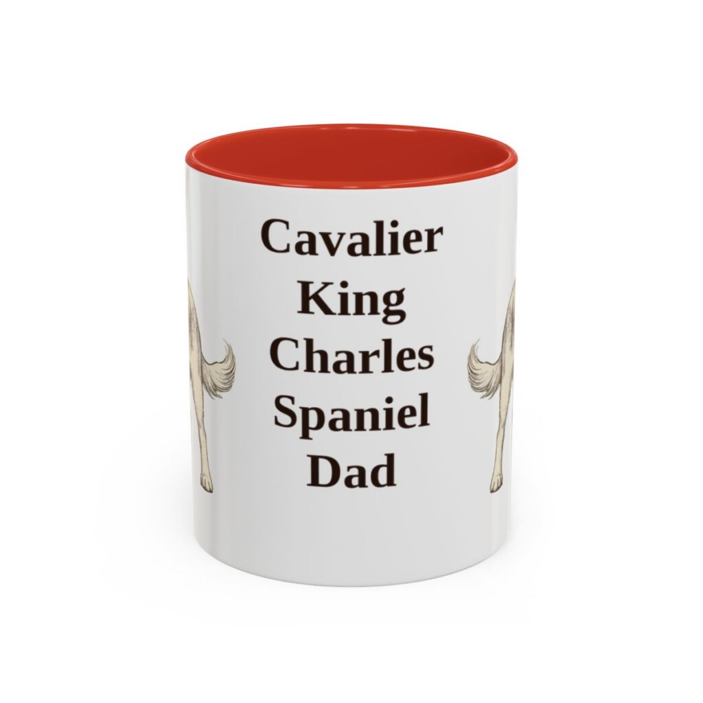 11oz Cavalier King Charles Spaniel Dog Dad Mug, Red, front view