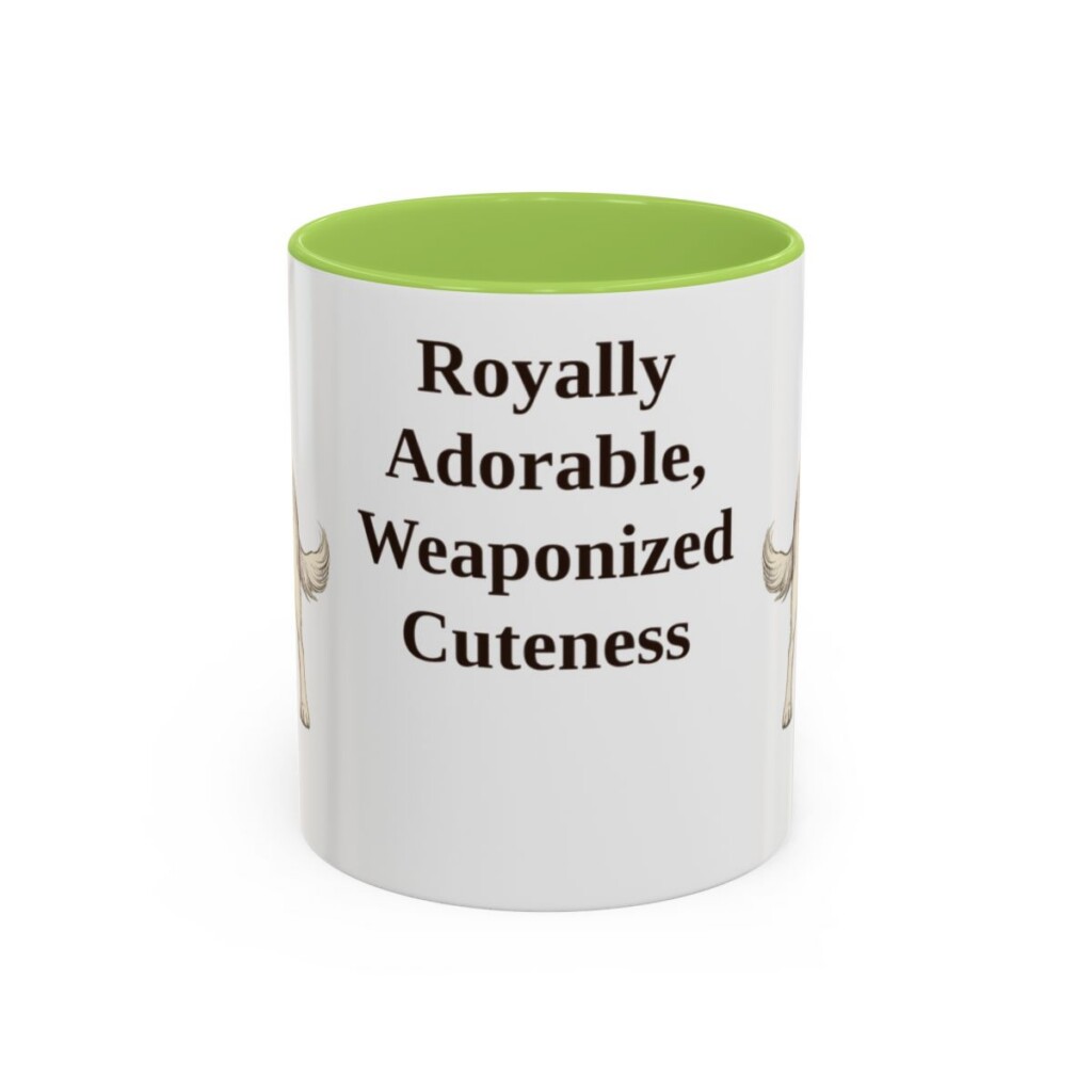 11oz Funny Cavalier King Charles Spaniel Mug, Light Green, front view