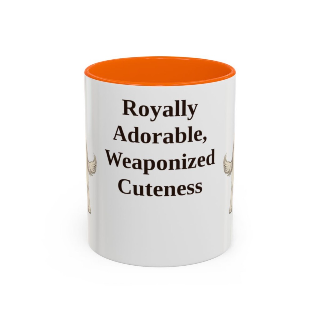 11oz Funny Cavalier King Charles Spaniel Mug, Orange, front view