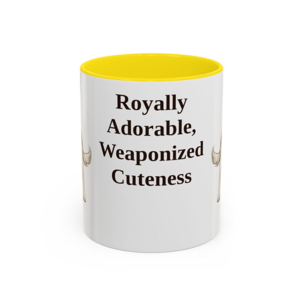 11oz Funny Cavalier King Charles Spaniel Mug, Yellow, front view