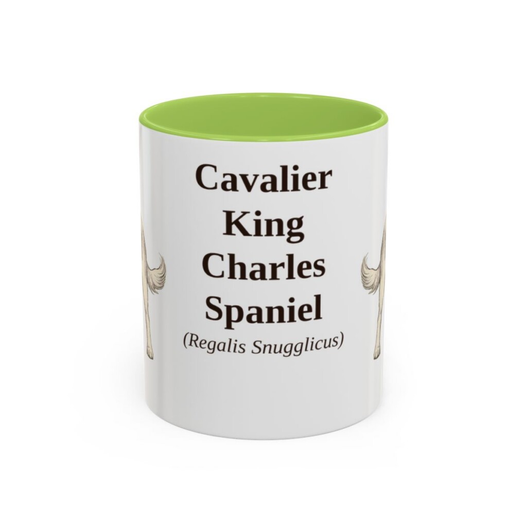 11oz-cavalier-king-charles-spaniel-mug-latin-light-green 11oz Cavalier King Charles Spaniel Latin Mug, Light Green, front view