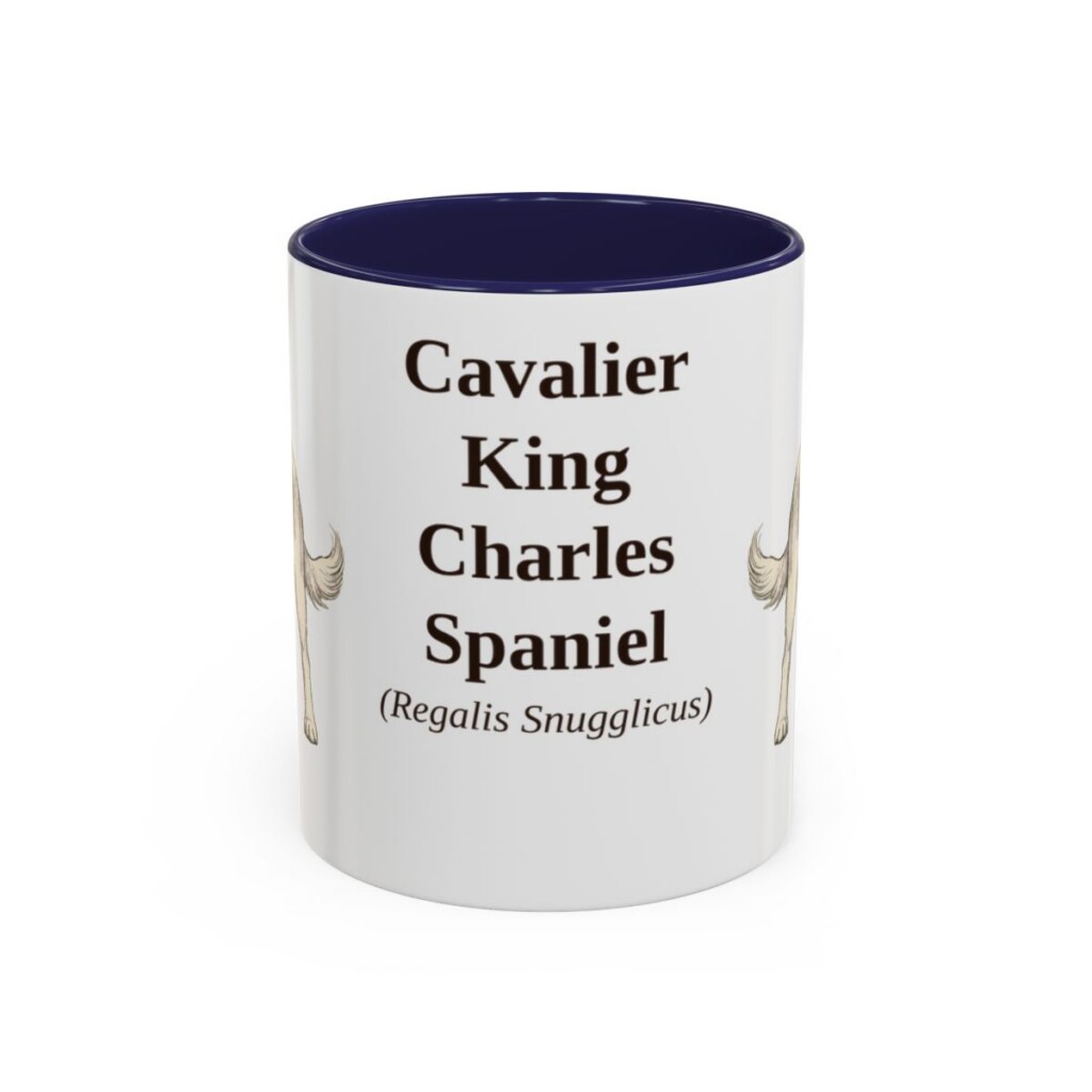 11oz-cavalier-king-charles-spaniel-mug-latin-navy 11oz Cavalier King Charles Spaniel Latin Mug, Navy, front view