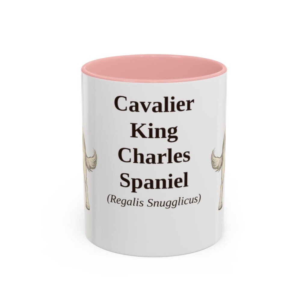 11oz-cavalier-king-charles-spaniel-mug-latin-pink 11oz Cavalier King Charles Spaniel Latin Mug, Pink, front view