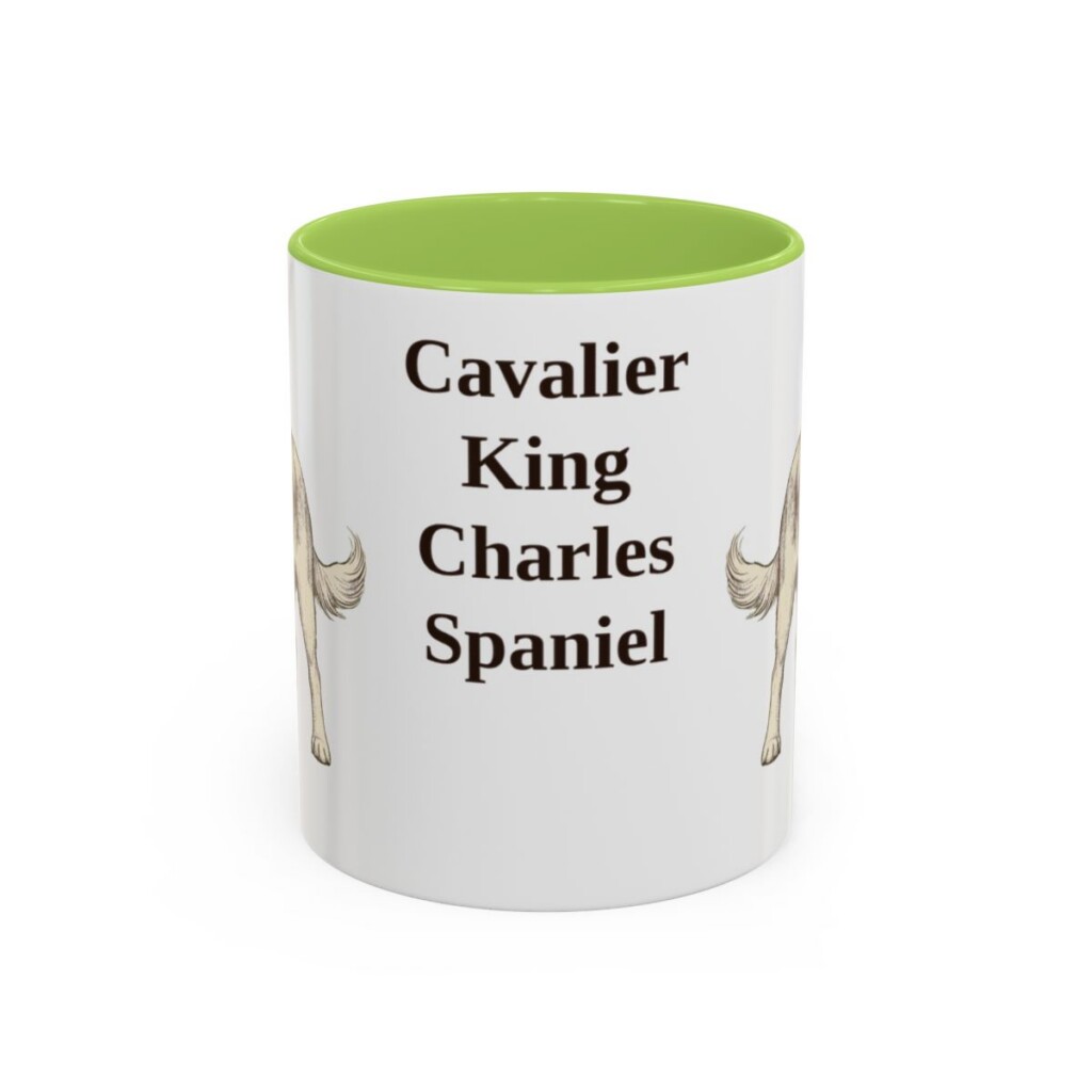 11oz Cavalier King Charles Spaniel Mug, Light Green, front view