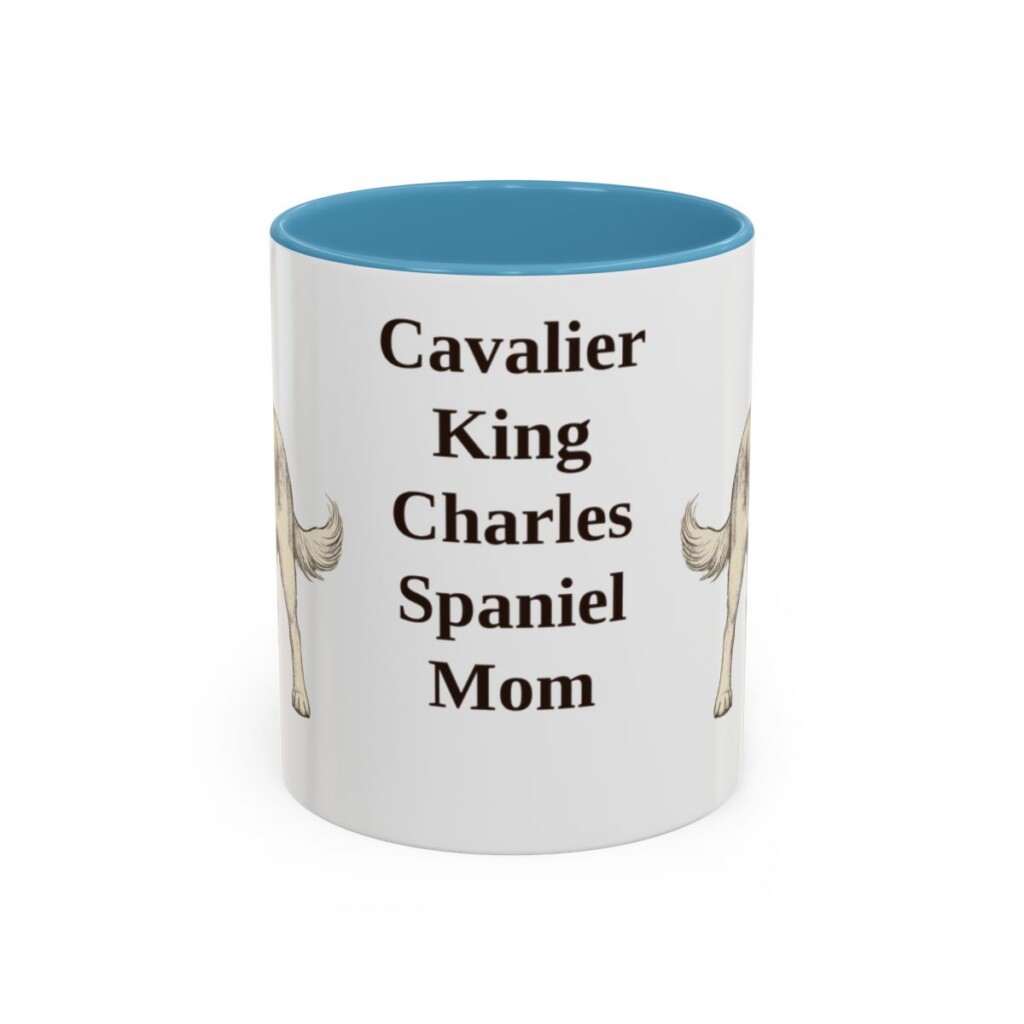 11oz Cavalier King Charles Spaniel Dog Mom Mug, Light Blue, front view