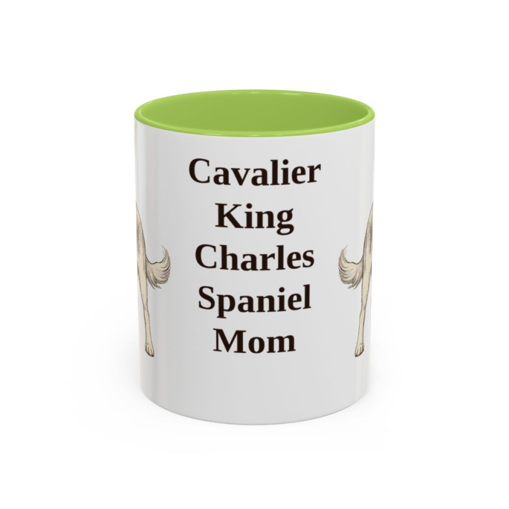 11oz Cavalier King Charles Spaniel Dog Mom Mug, Light Green, front view