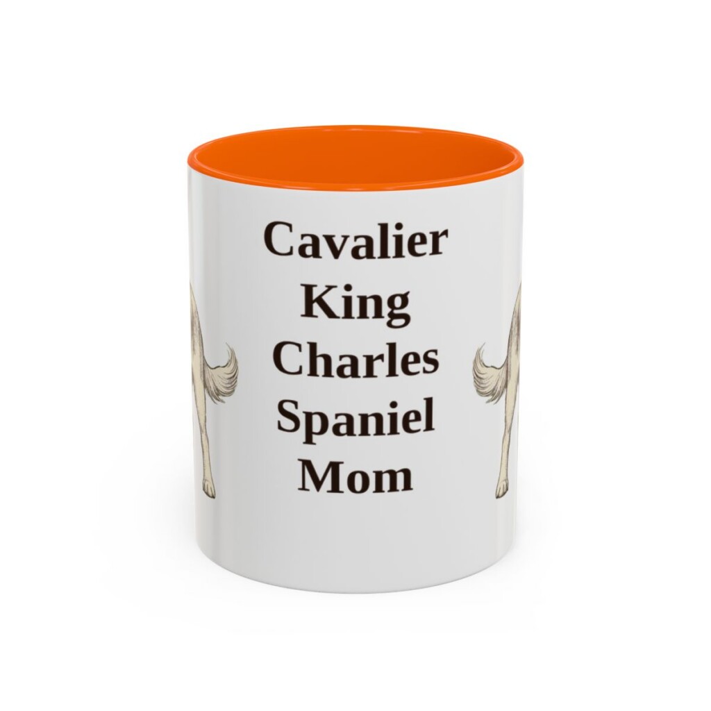 11oz Cavalier King Charles Spaniel Dog Mom Mug, Orange, front view