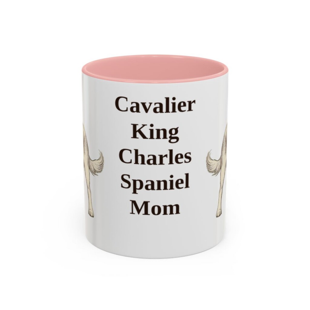 11oz Cavalier King Charles Spaniel Dog Mom Mug, Pink, front view