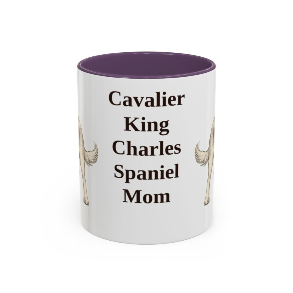 11oz Cavalier King Charles Spaniel Dog Mom Mug, Purple, front view