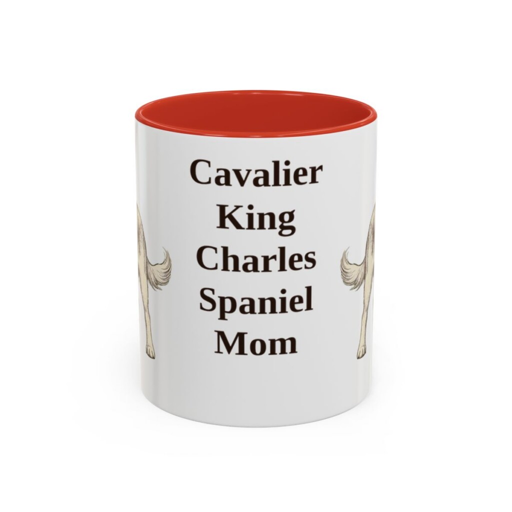 11oz Cavalier King Charles Spaniel Dog Mom Mug, Red, front view