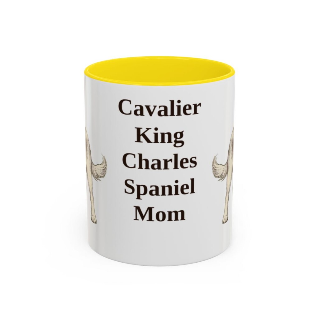11oz Cavalier King Charles Spaniel Dog Mom Mug, Yellow, front view