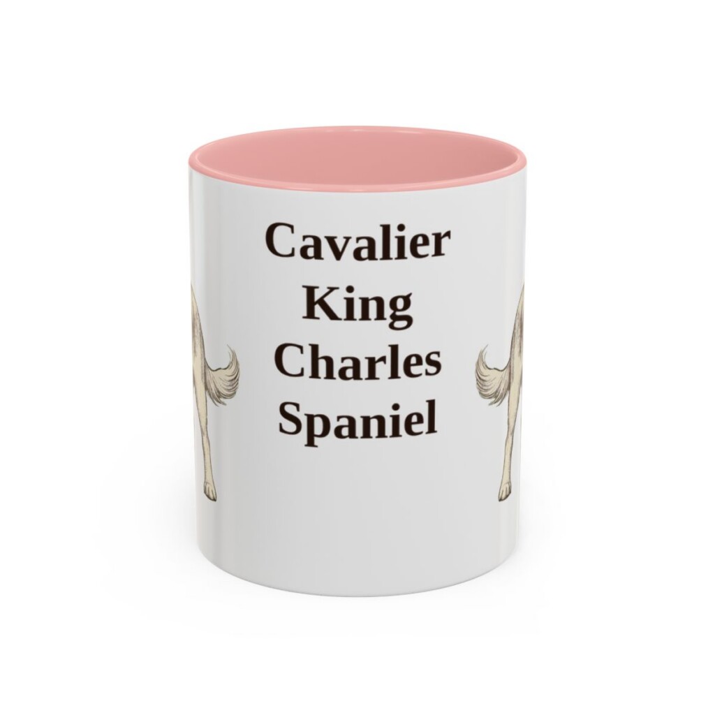 11oz Cavalier King Charles Spaniel Mug, Pink, front view