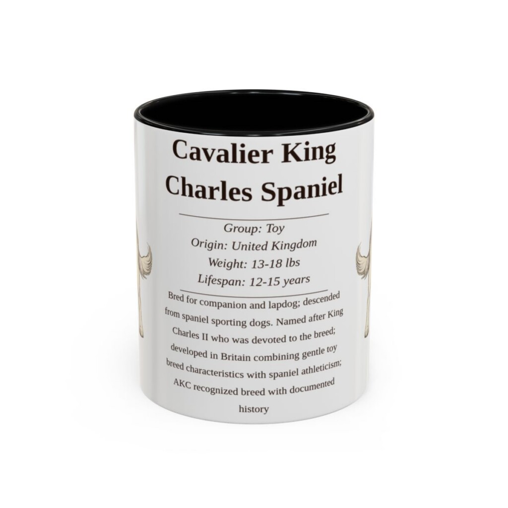11oz Cavalier King Charles Spaniel Mug, Black, front view