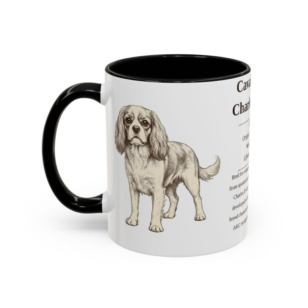11oz Cavalier King Charles Spaniel Mug, Black, left side view